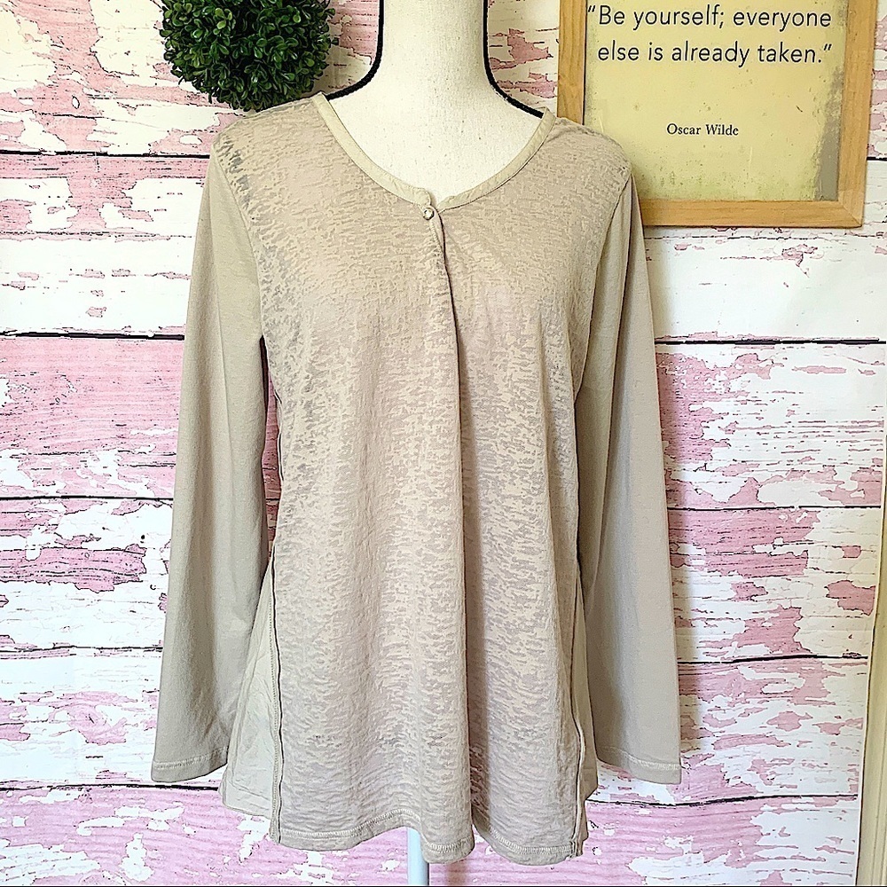 SOFT SURROUNDINGS Beige Burnout Silk Blend Top Small